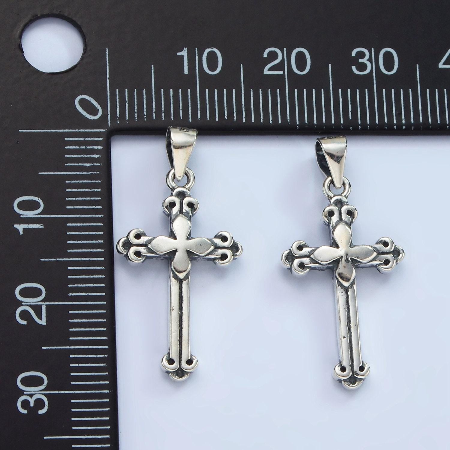 S925 sterling silver fleur passion cross charm religious pendant | sl-460