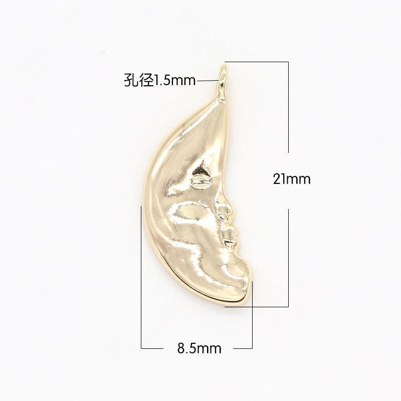 Gold rustic moon charm crescent moon celestial charm for jewelry making -144