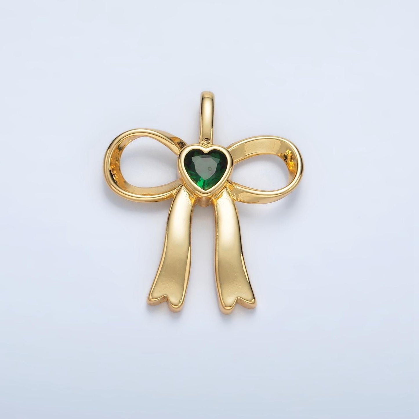 24k gold filled mini bow cz clear stone pendant, add on ribbon charm mini crystal cz birthstones for necklace bracelet supply | aa1413
