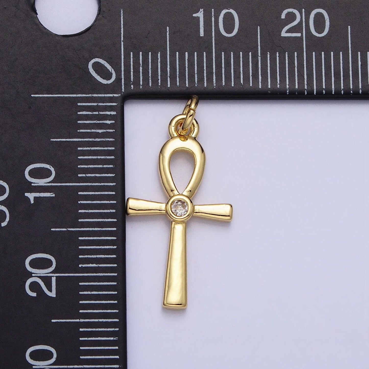 Dainty gold ankh symbol pendant charm, egyptian jewelry supply for diy necklace making, the key of life ac589