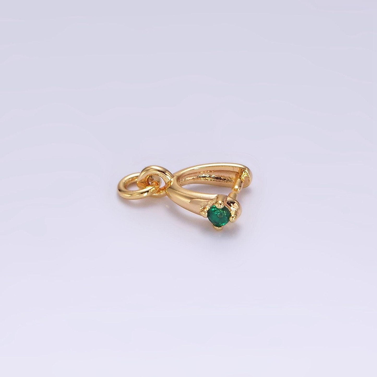 14k gold filled clear, pink, fuchsia, green cz snap bail charm jewelry making findings supply | z641~z644