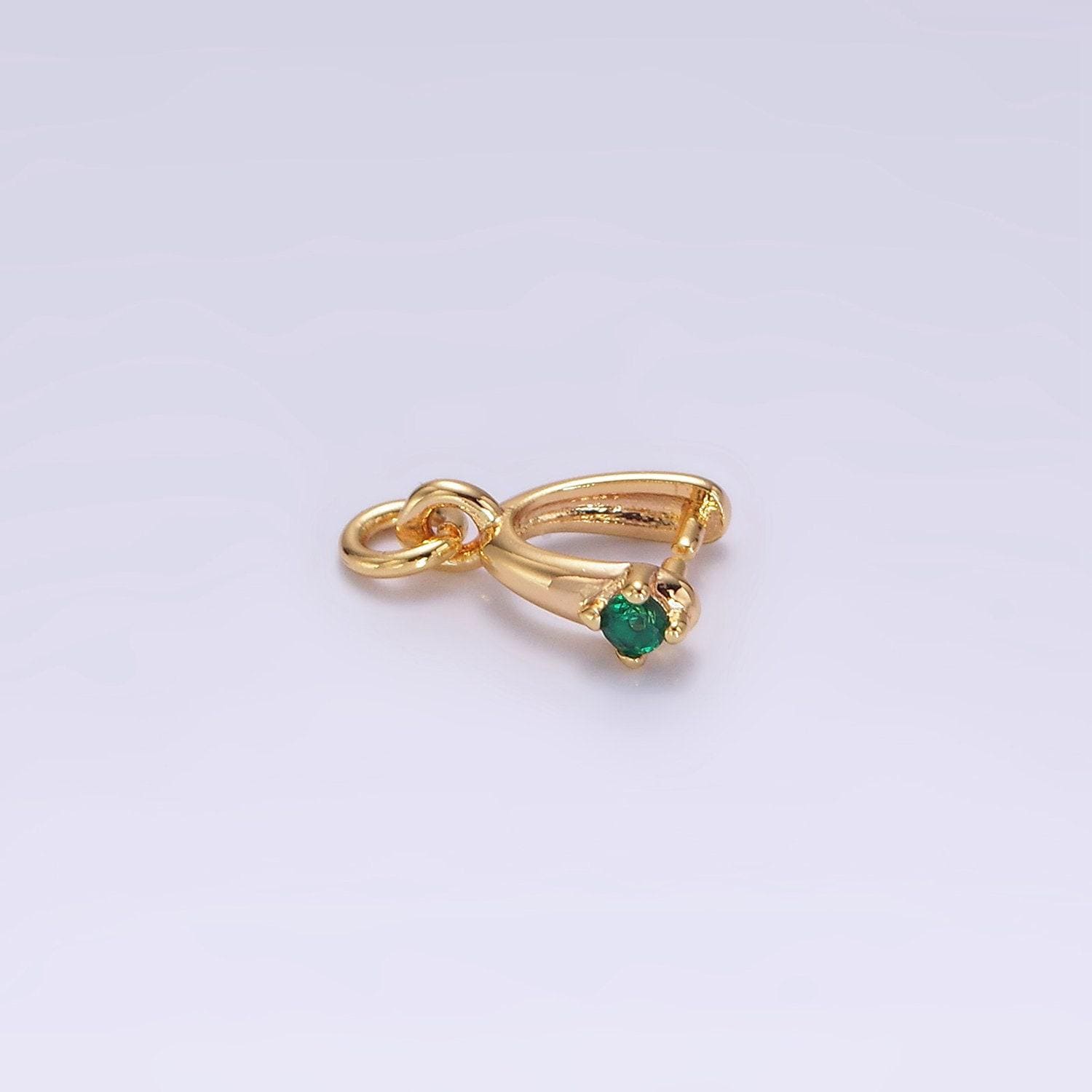 14k gold filled clear, pink, fuchsia, green cz snap bail charm jewelry making findings supply | z641~z644