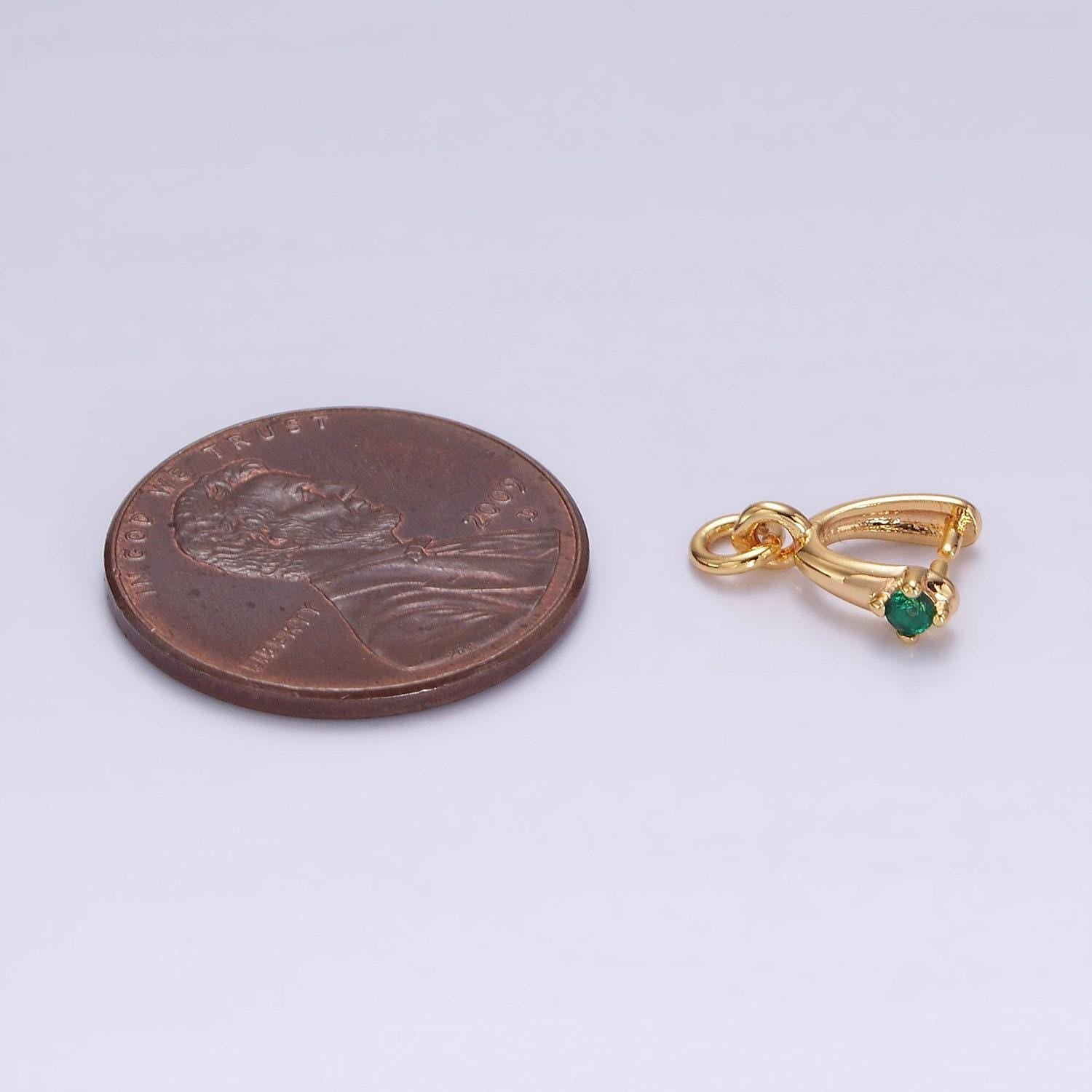 14k gold filled clear, pink, fuchsia, green cz snap bail charm jewelry making findings supply | z641~z644