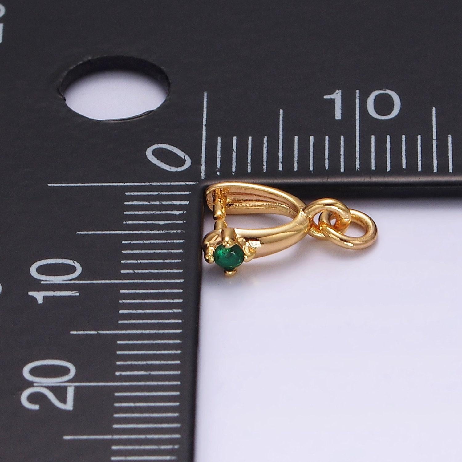 14k gold filled clear, pink, fuchsia, green cz snap bail charm jewelry making findings supply | z641~z644