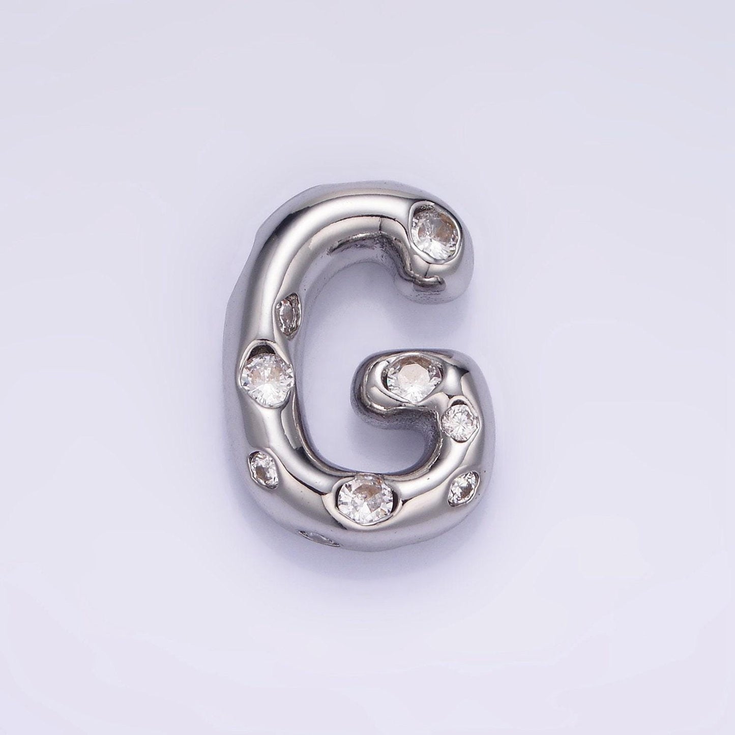 Silver pave balloon pendant cubic zirconia initial necklace charm bubble letter for diy cz alphabet personalized bubble necklace a1028-a1040