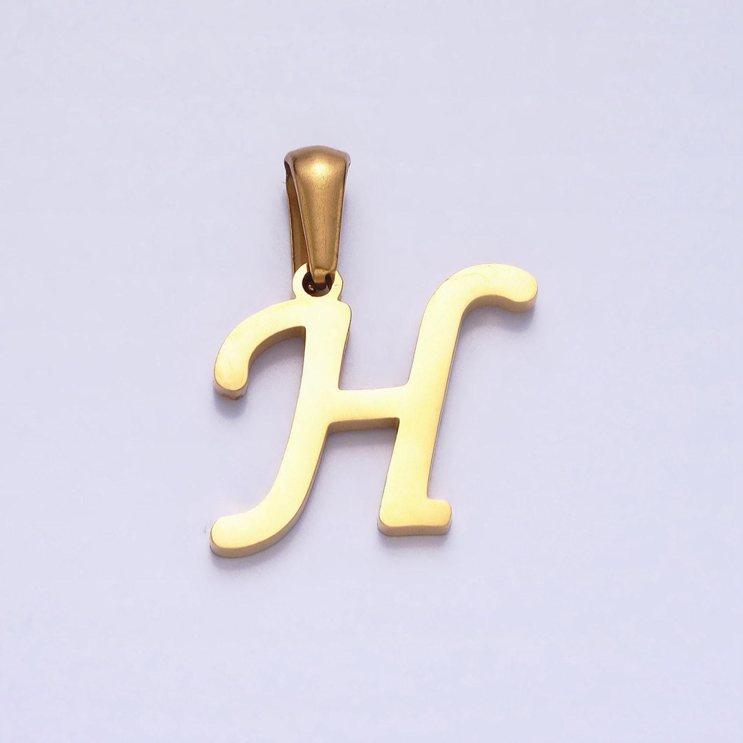 Stainless steel custom script letter charms, initial alphabet pendant diy personalized jewelry making supply a1900-a1912