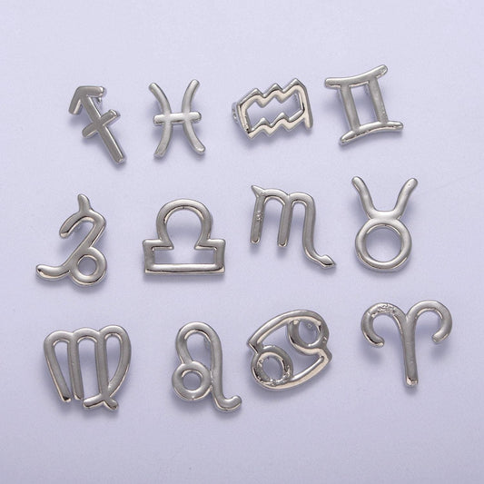 Silver zodiac constellation charm, small astrology charms, horoscope charm for bracelet necklace supply a-1881~a-1886