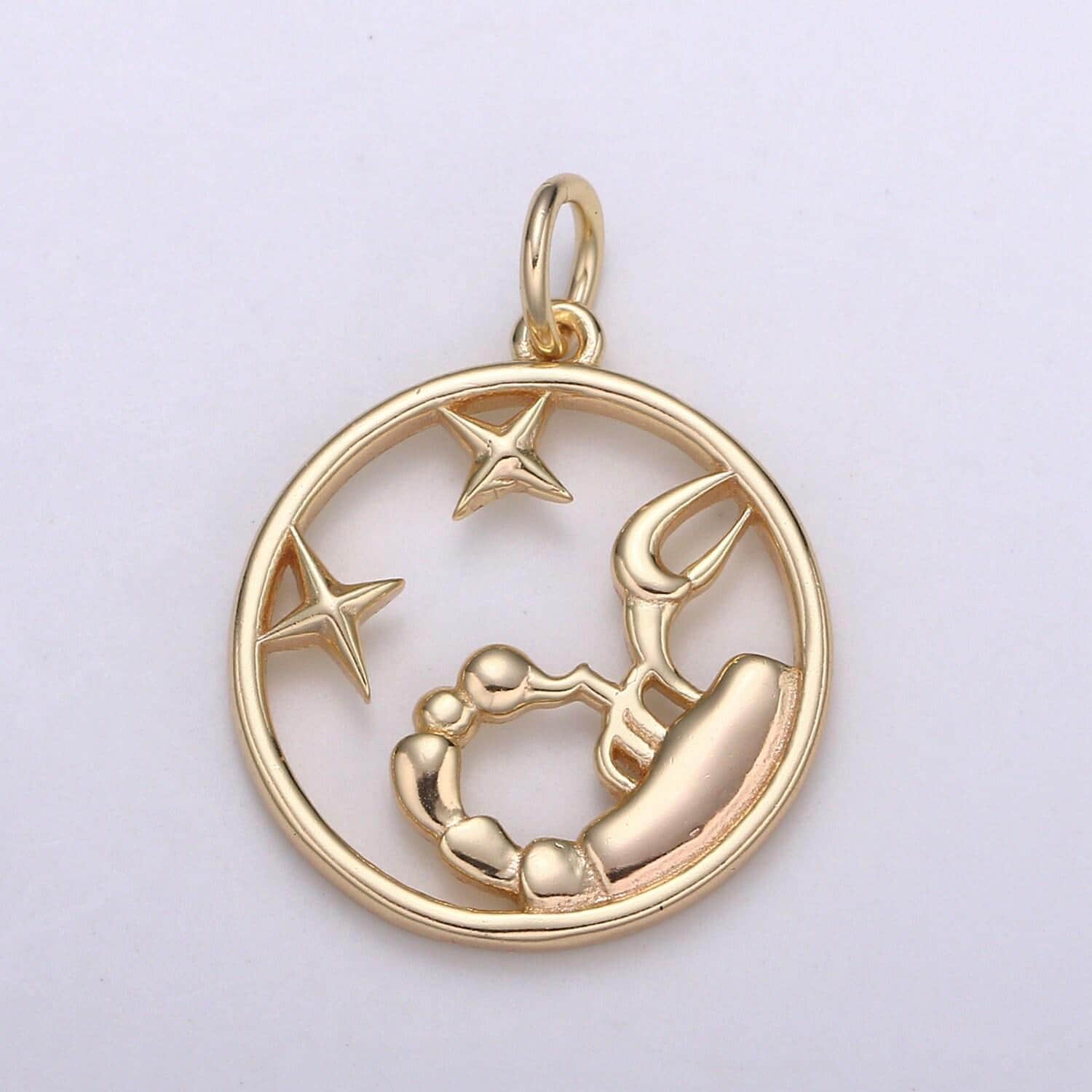 Gold vermeil zodiac charms gold over 925 sterling silver charm tiny horoscope pendant circle charm astrology horoscope constellation
