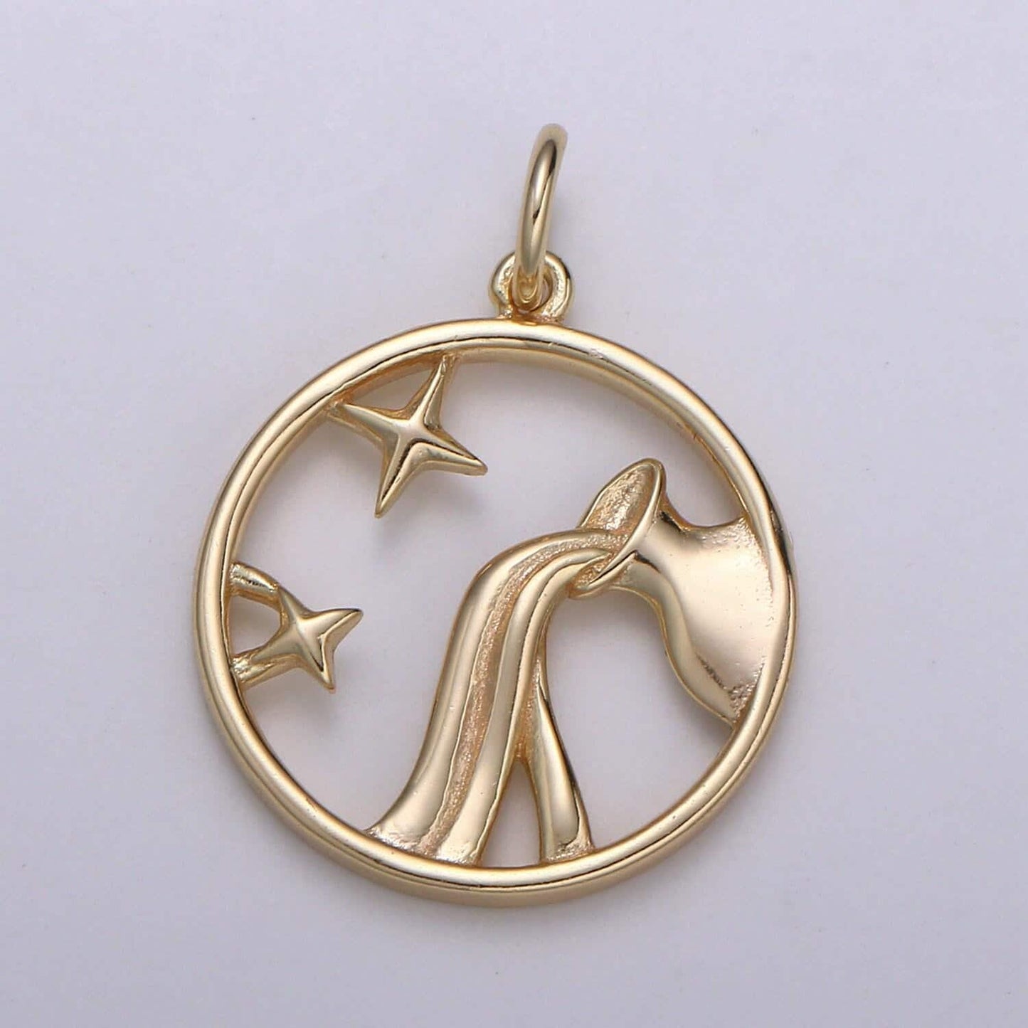 Gold vermeil zodiac charms gold over 925 sterling silver charm tiny horoscope pendant circle charm astrology horoscope constellation