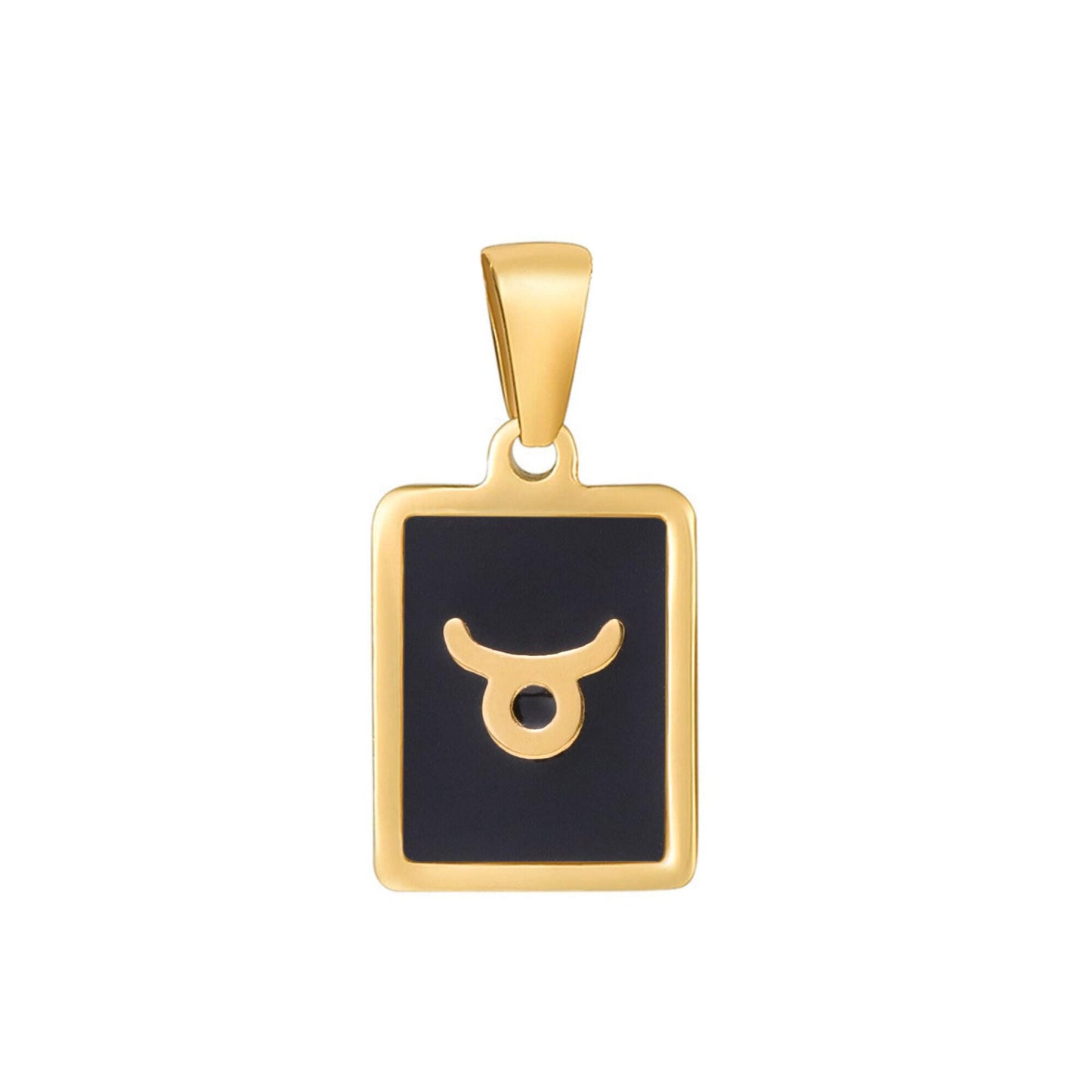 Black tile tag pendant gold zodiac signs medallion charm 24k gold filled astrology charm horoscope personalized jewelry supply | a1767--1772