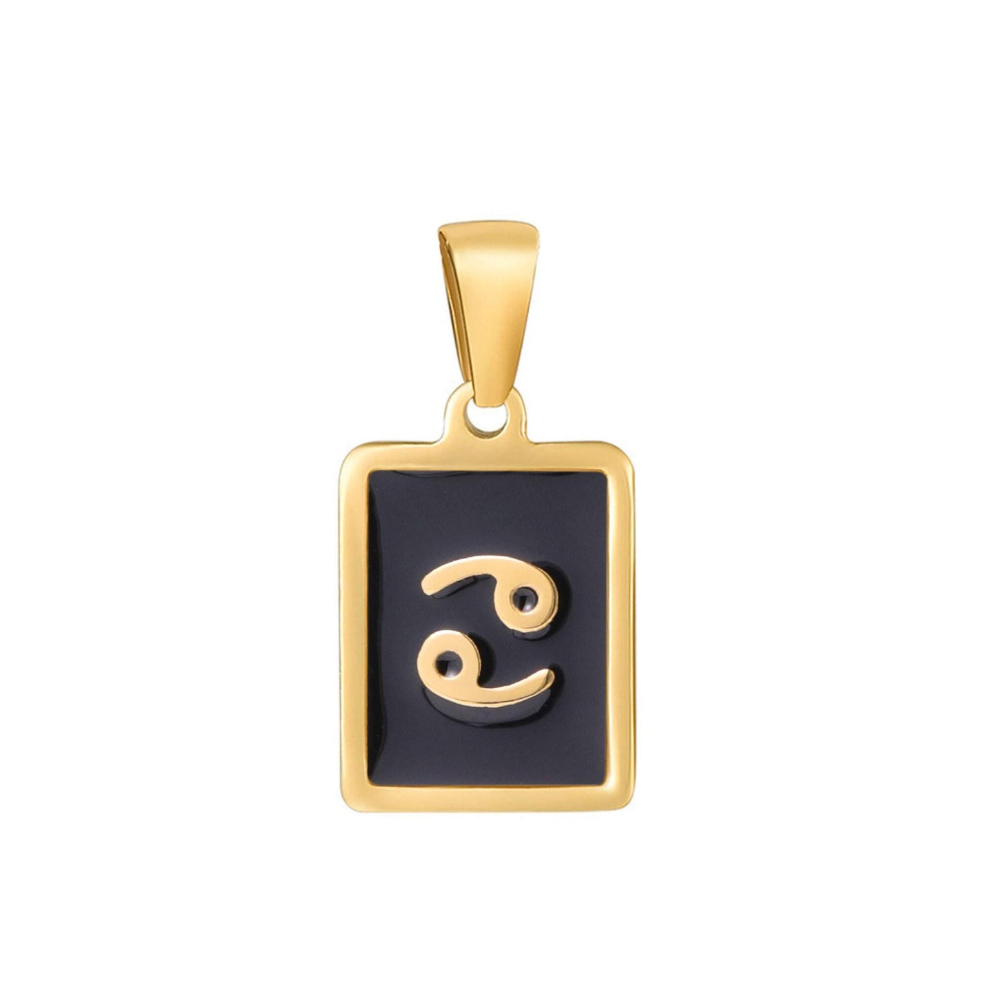 Black tile tag pendant gold zodiac signs medallion charm 24k gold filled astrology charm horoscope personalized jewelry supply | a1767--1772