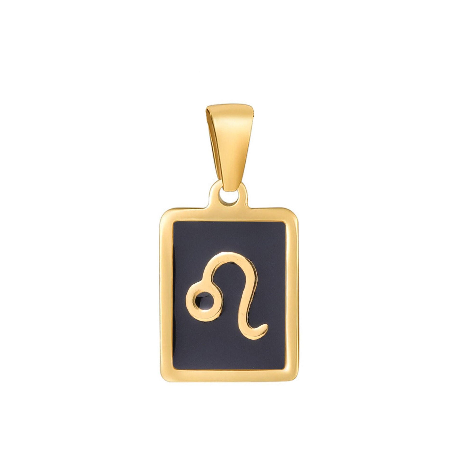 Black tile tag pendant gold zodiac signs medallion charm 24k gold filled astrology charm horoscope personalized jewelry supply | a1767--1772