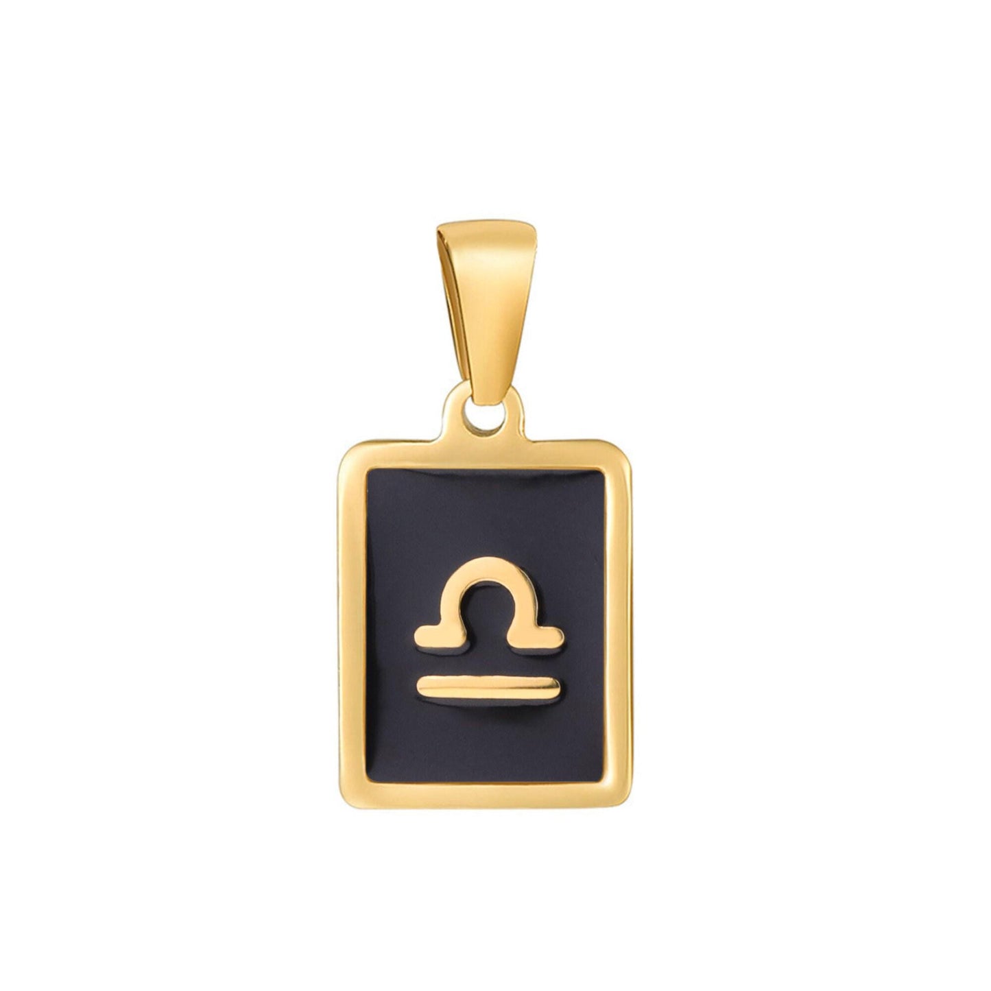 Black tile tag pendant gold zodiac signs medallion charm 24k gold filled astrology charm horoscope personalized jewelry supply | a1767--1772