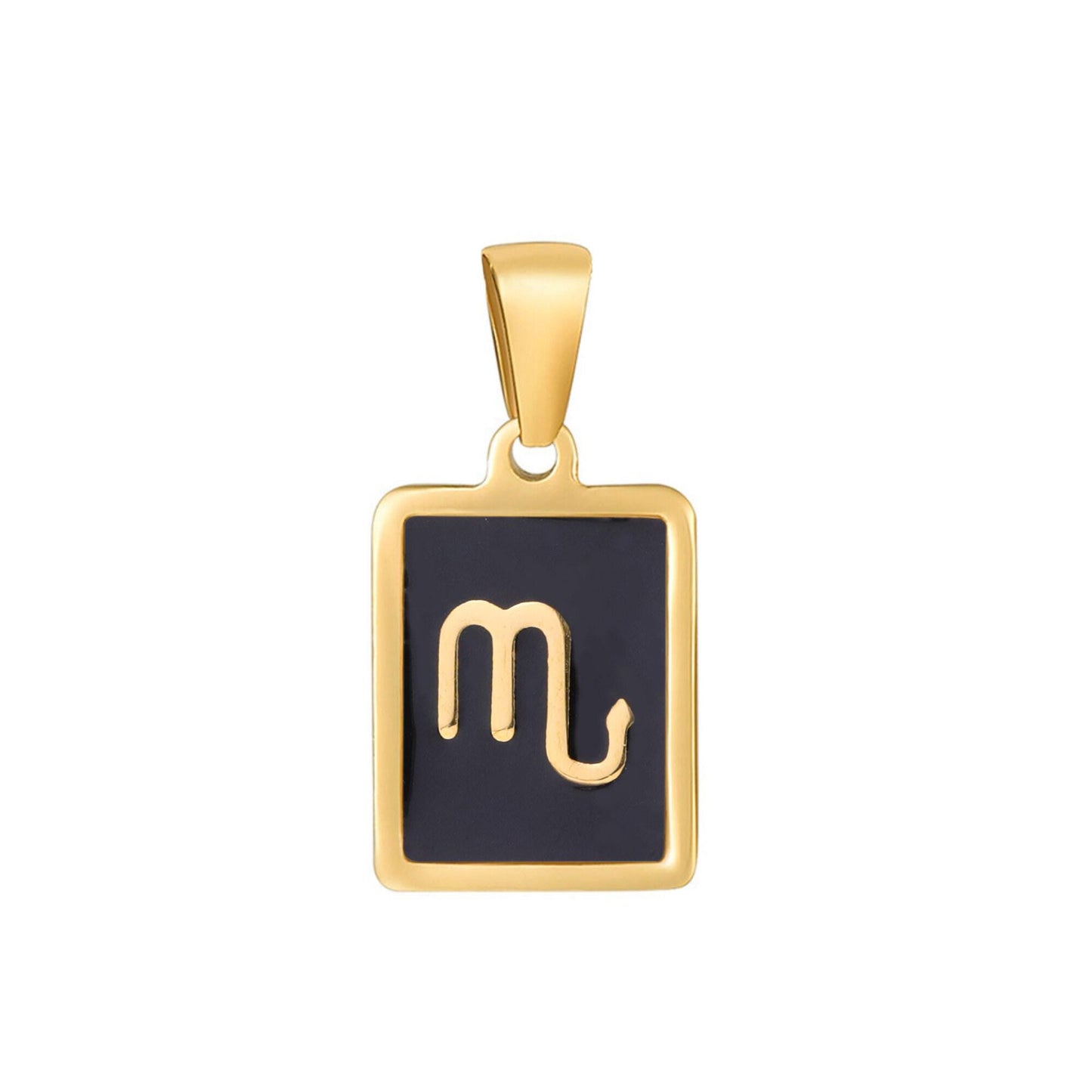 Black tile tag pendant gold zodiac signs medallion charm 24k gold filled astrology charm horoscope personalized jewelry supply | a1767--1772