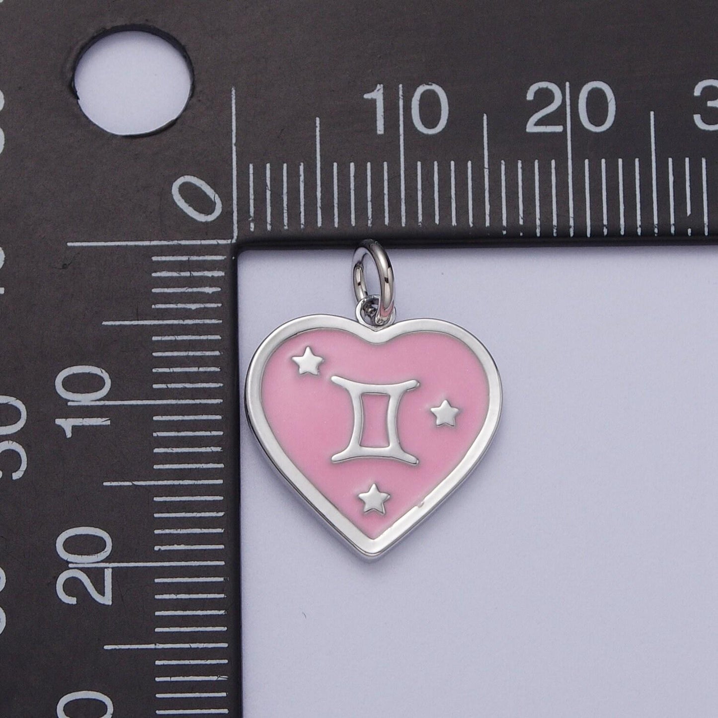 Baby pink enamel stars heart-shaped zodiac charms, astrological zodiac signs, birthday, horoscope pendants | a1737--1742