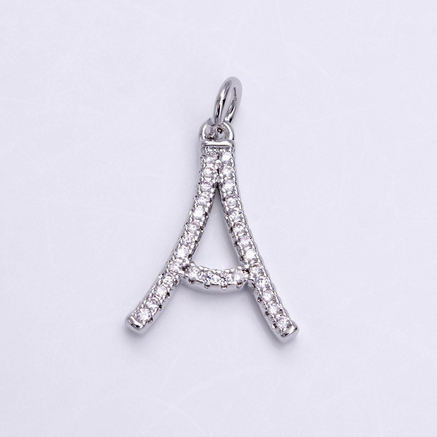 Silver initial letter micro pave charm personalized letter pendant for minimalist jewelry | a1131-a1144