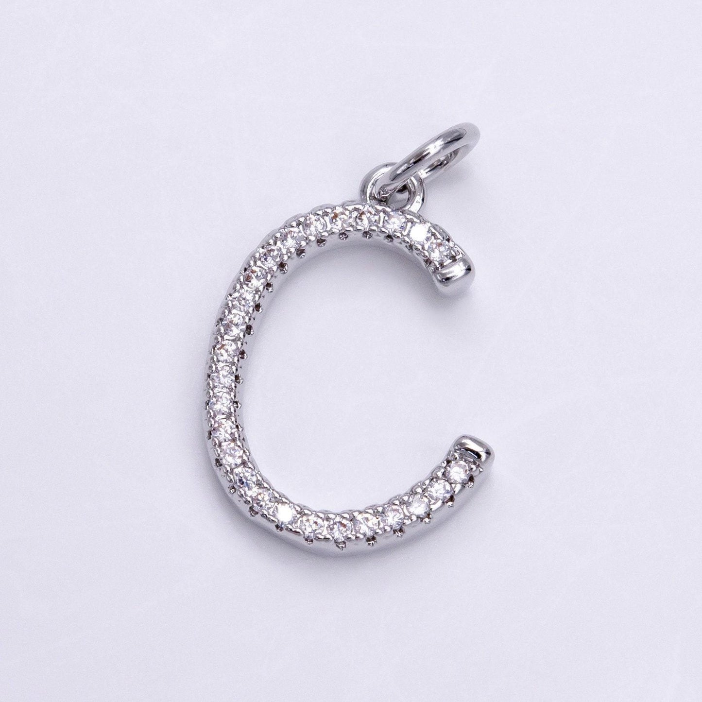 Silver initial letter micro pave charm personalized letter pendant for minimalist jewelry | a1131-a1144