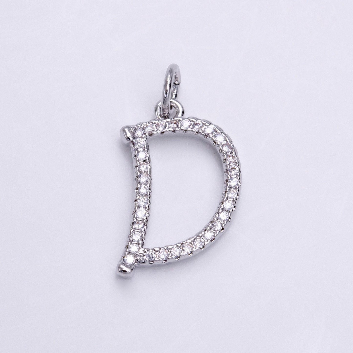 Silver initial letter micro pave charm personalized letter pendant for minimalist jewelry | a1131-a1144