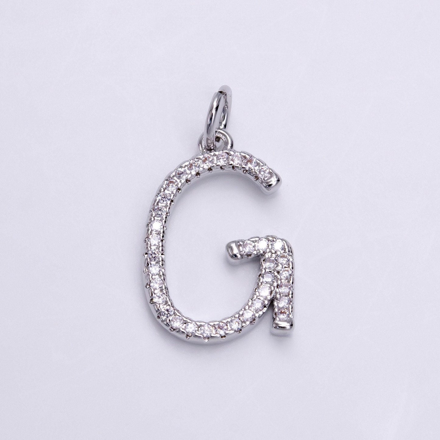 Silver initial letter micro pave charm personalized letter pendant for minimalist jewelry | a1131-a1144