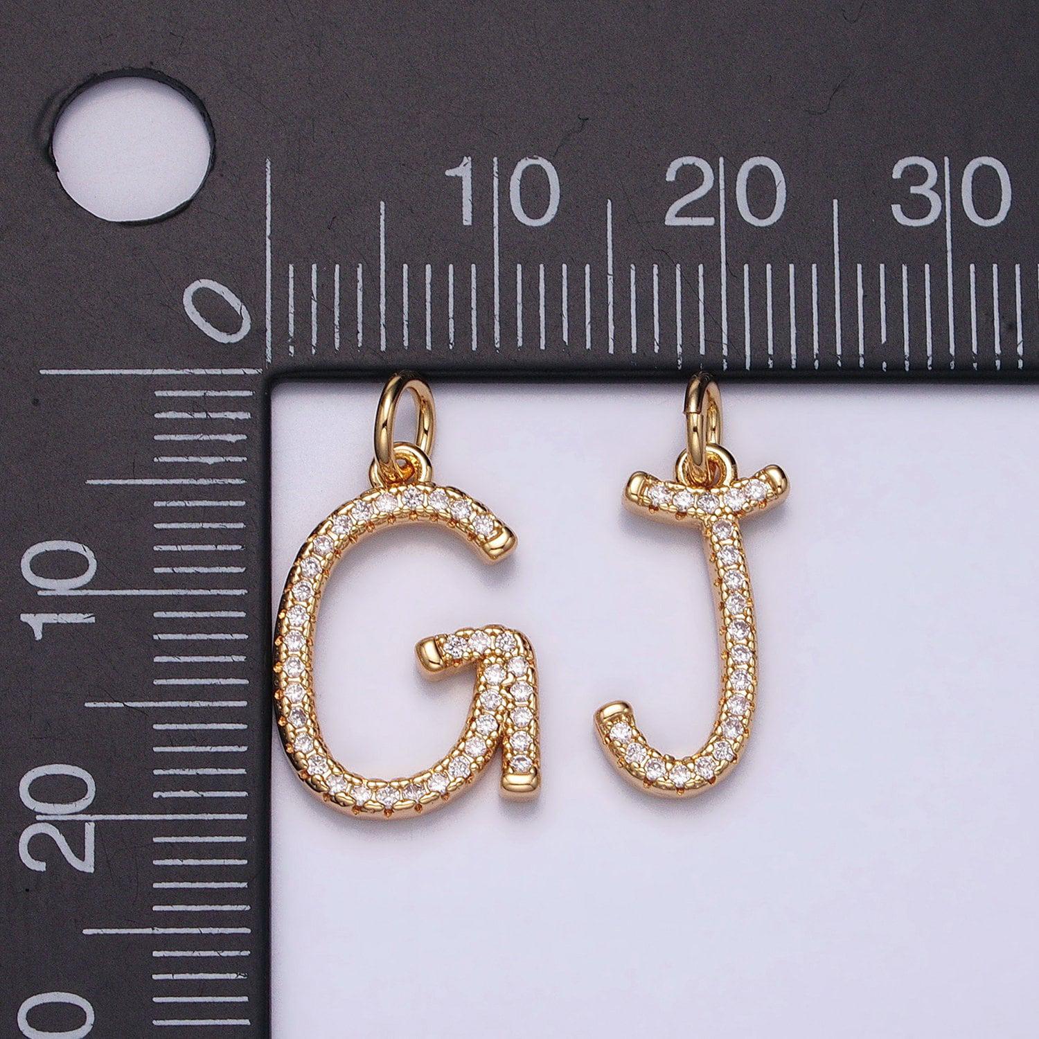 Silver initial letter micro pave charm personalized letter pendant for minimalist jewelry | a1131-a1144
