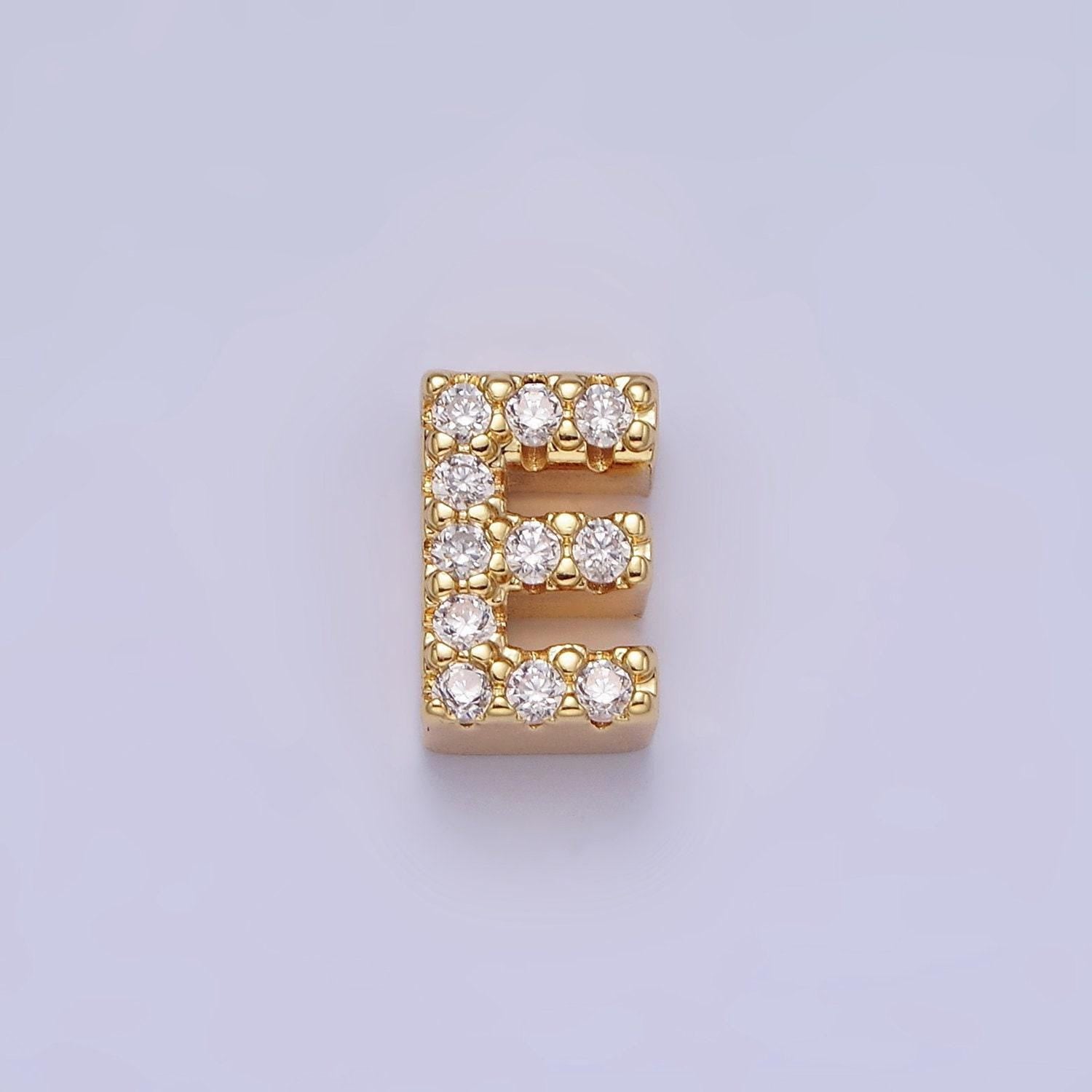 Cubic zirconia 16k gold filled letter charms cz initial charms, bracelet charms, mini pendant charms for necklace alphabet beads charm ad729
