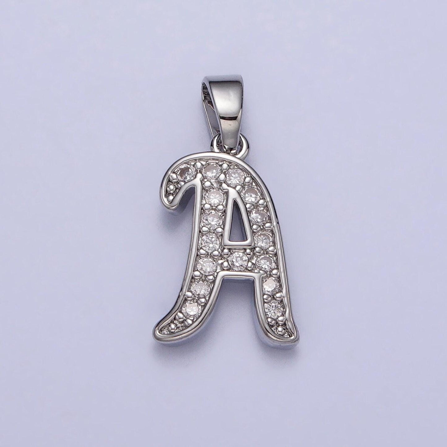 Add on silver letter charm, personalized initial pendant, custom alphabet charm, cubic zirconia letter charm, monogram jewelry, name pendant