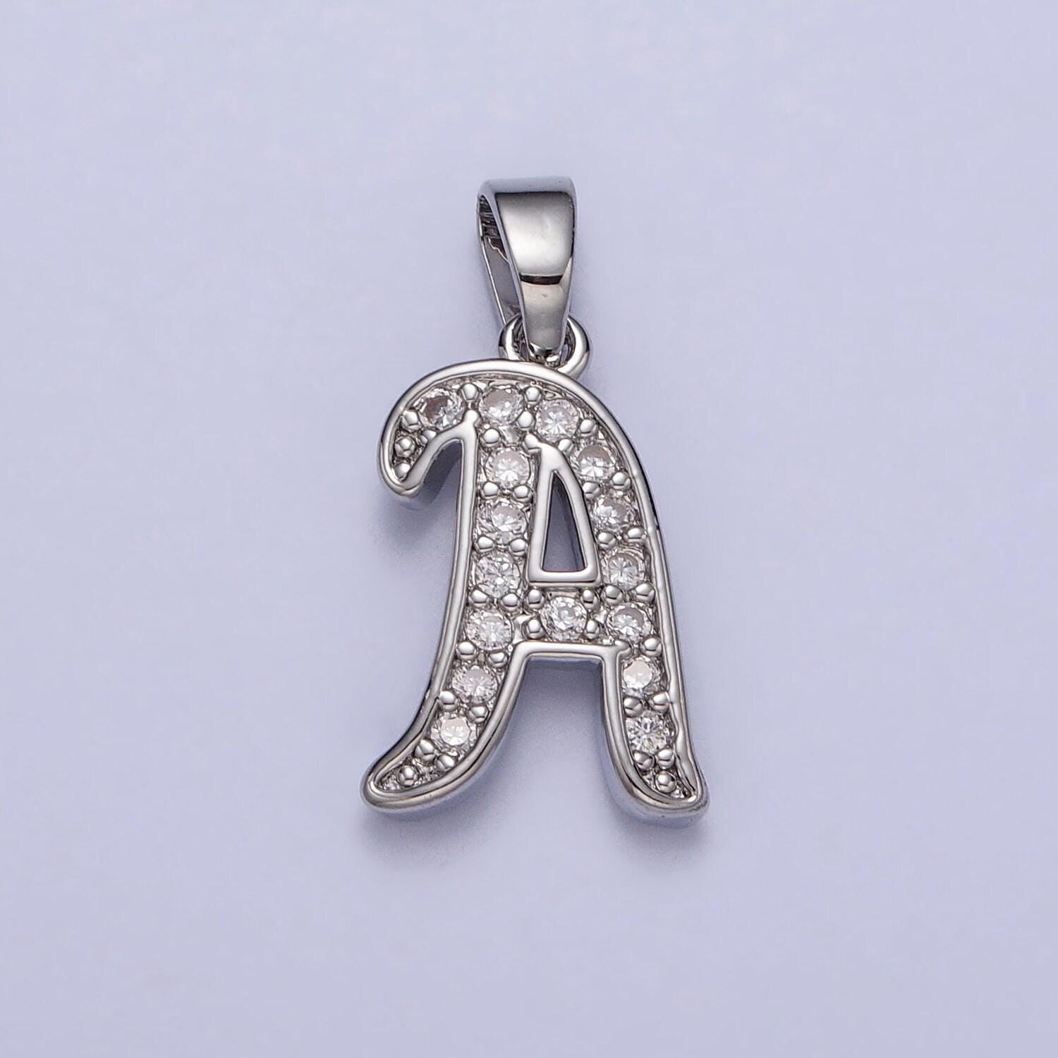 Add on silver letter charm, personalized initial pendant, custom alphabet charm, cubic zirconia letter charm, monogram jewelry, name pendant