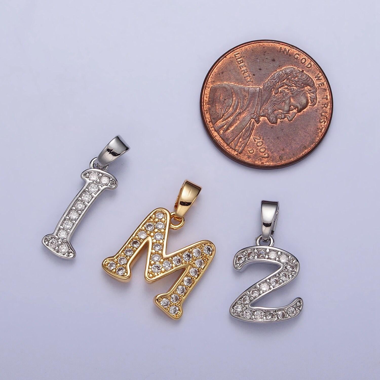 Add on silver letter charm, personalized initial pendant, custom alphabet charm, cubic zirconia letter charm, monogram jewelry, name pendant
