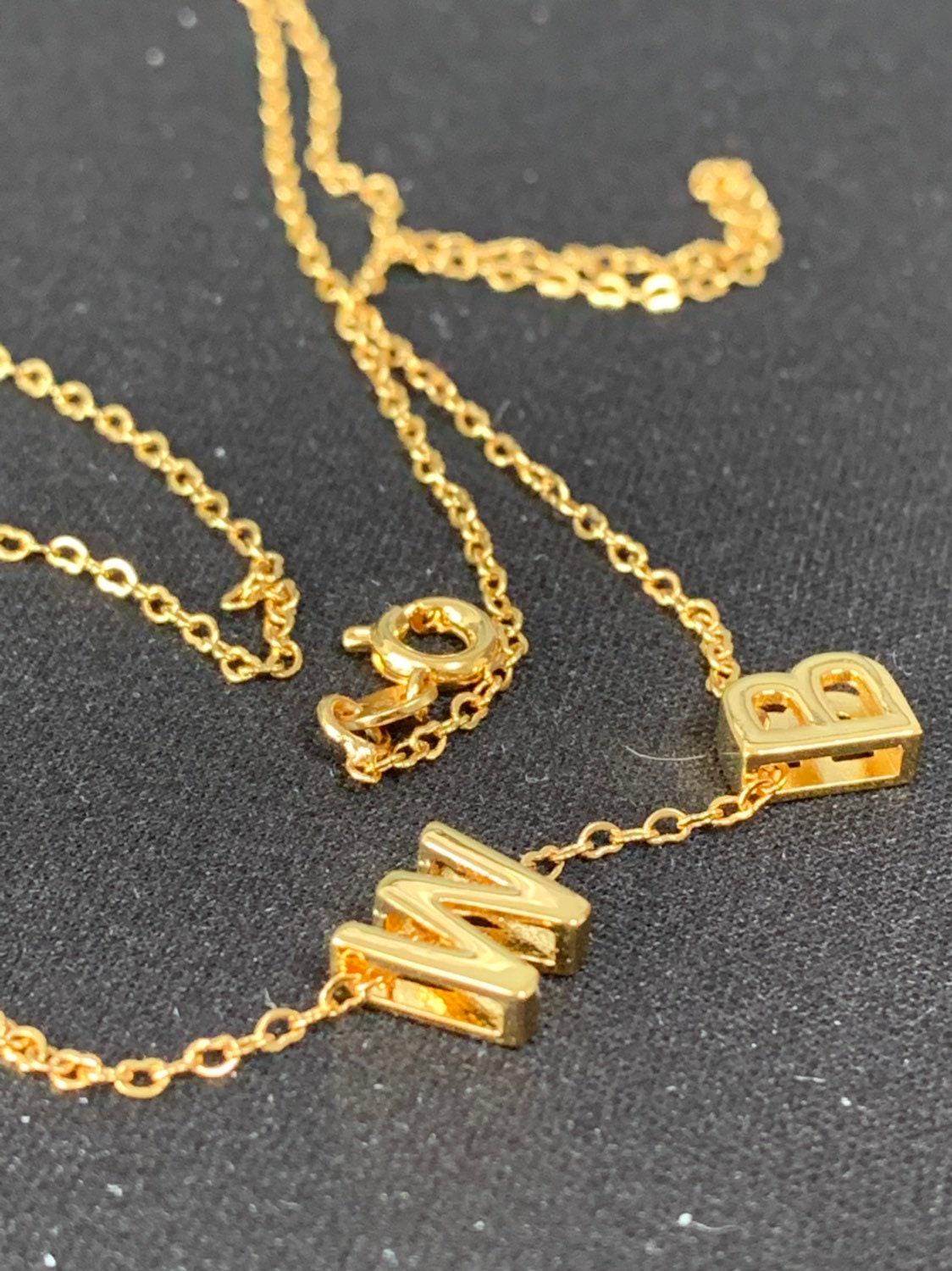 1x gold initial letter pendant, initials letter bead charm side slider letter a-z personalized alphabet jewelry making, alph-013