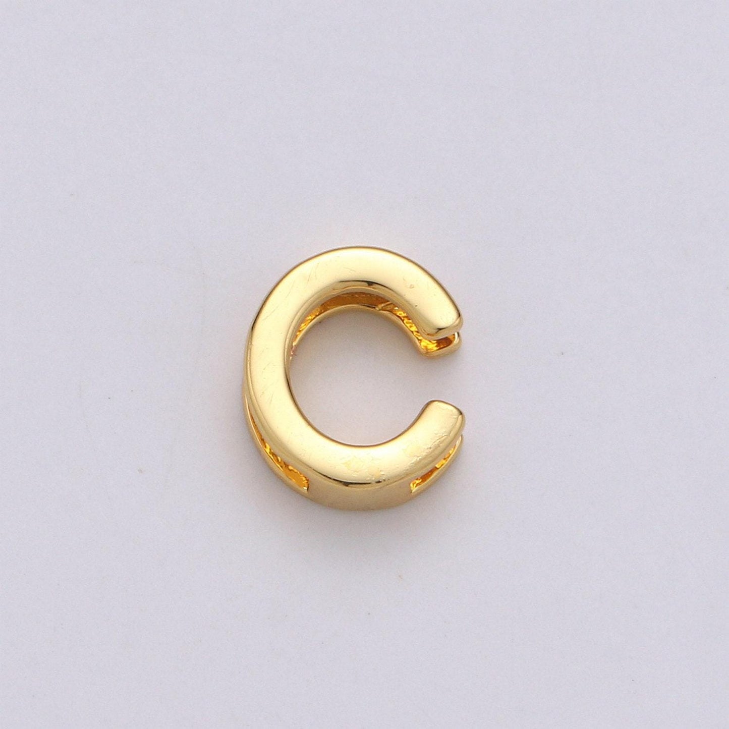 1x gold initial letter pendant, initials letter bead charm side slider letter a-z personalized alphabet jewelry making, alph-013