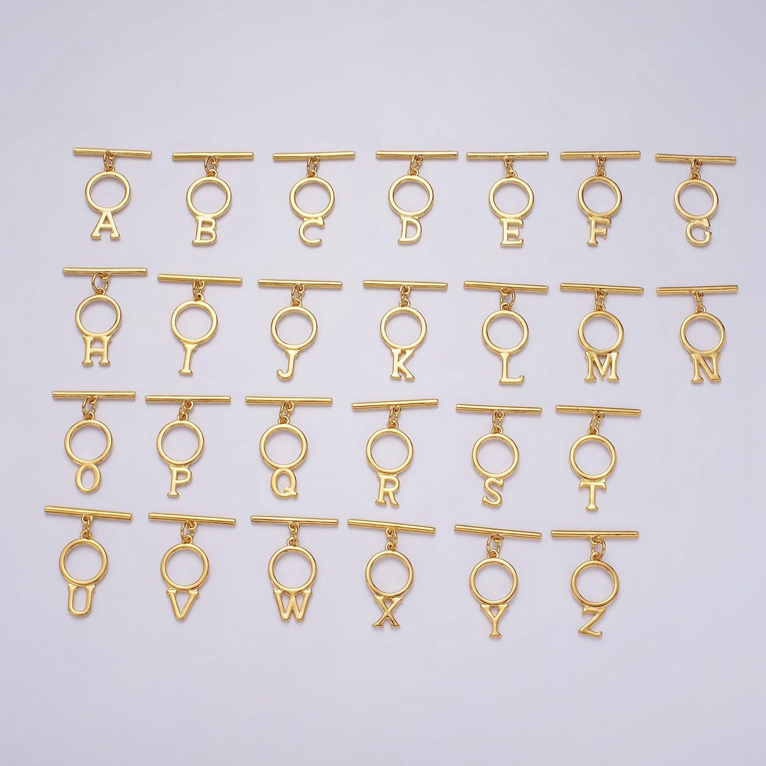 14K Gold Filled a-z initial letter toggle clasps closure personalized jewelry making findings supply clasp for Jewelry | A1093-A1105
