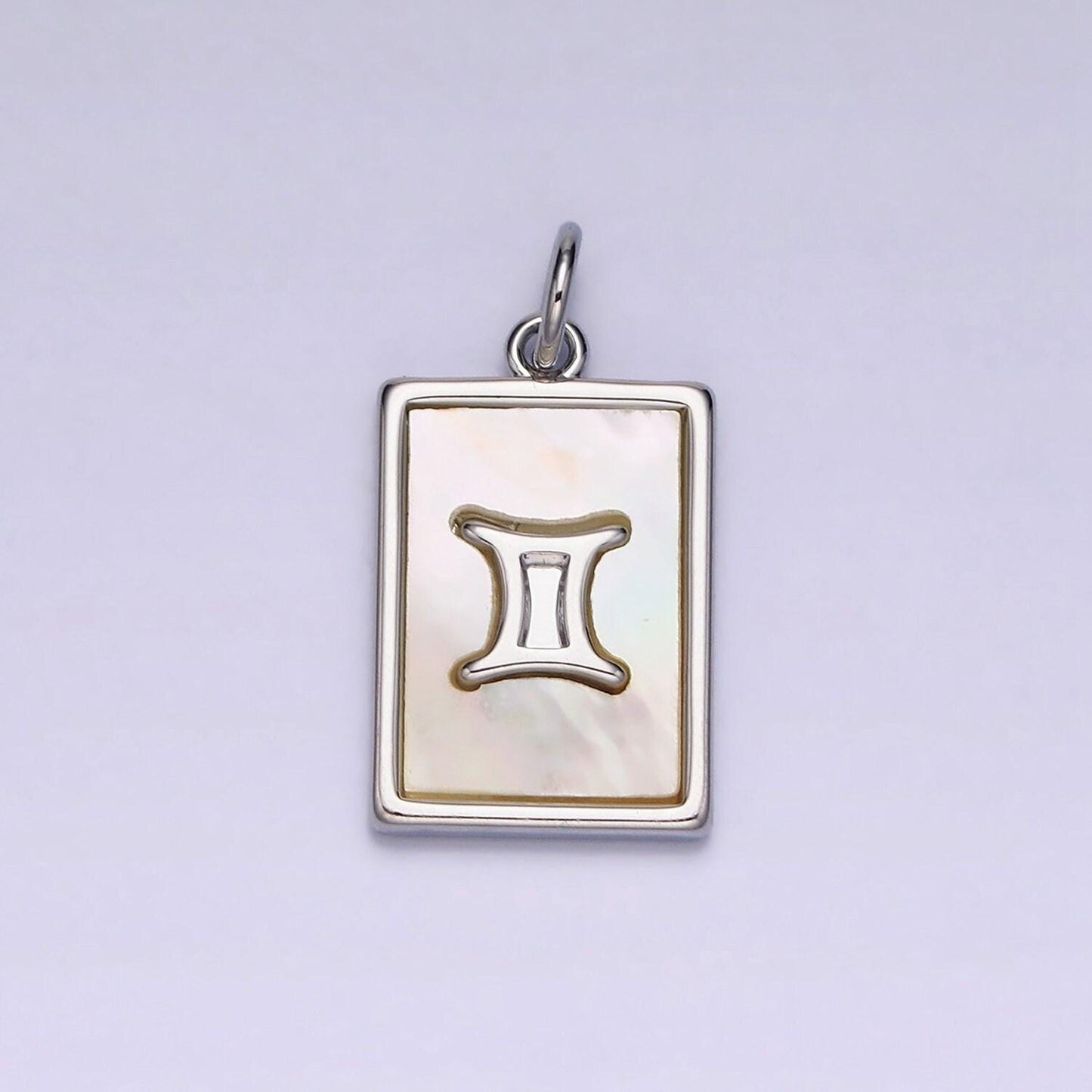 Astrology zodiac symbol charms in silver square tag pearl pendant for personalized jewelry making supply a1259