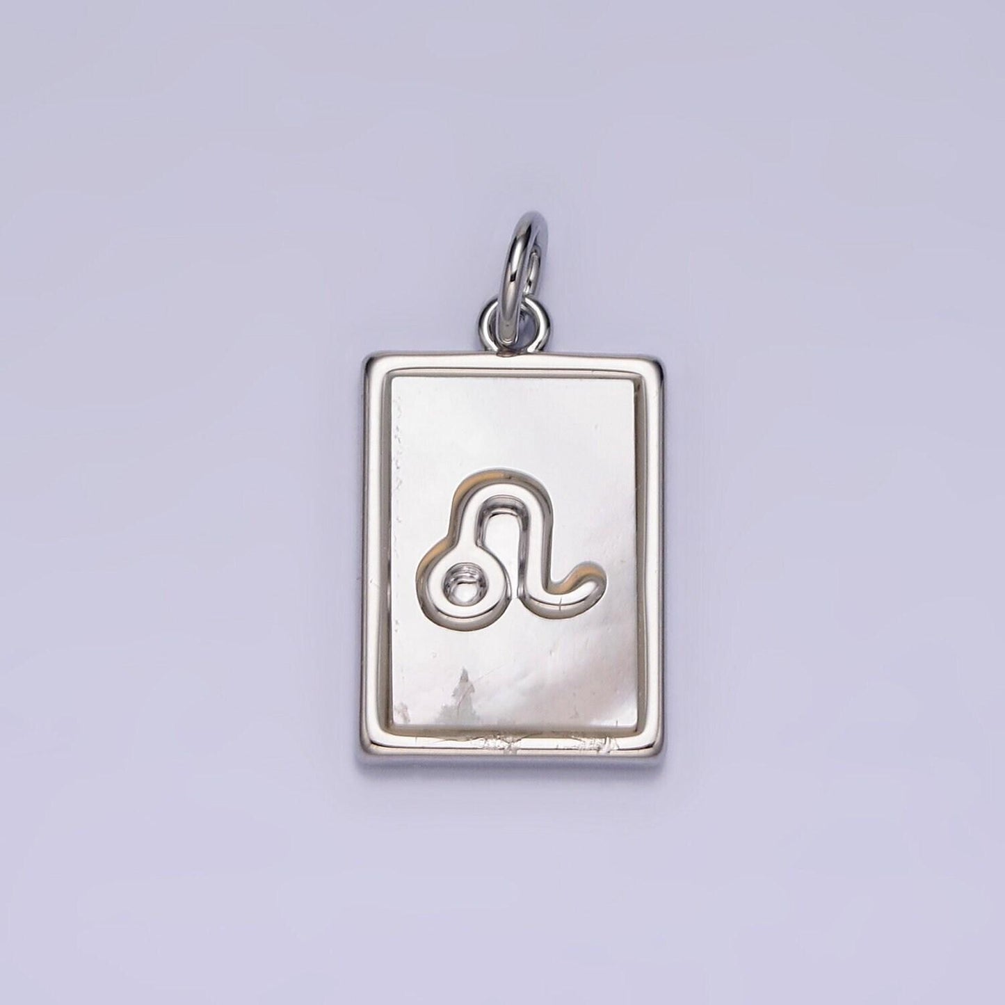 Astrology zodiac symbol charms in silver square tag pearl pendant for personalized jewelry making supply a1259