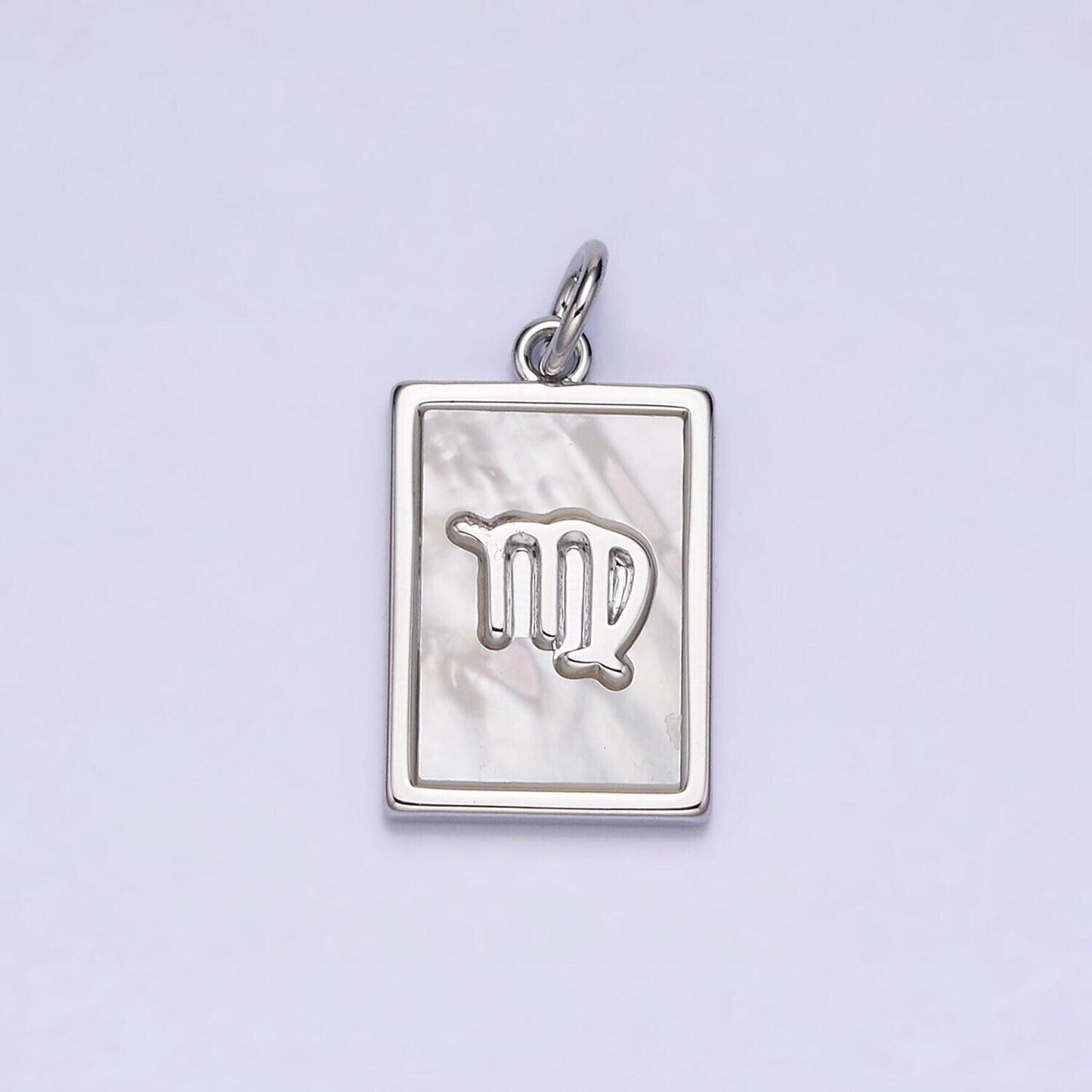 Astrology zodiac symbol charms in silver square tag pearl pendant for personalized jewelry making supply a1259