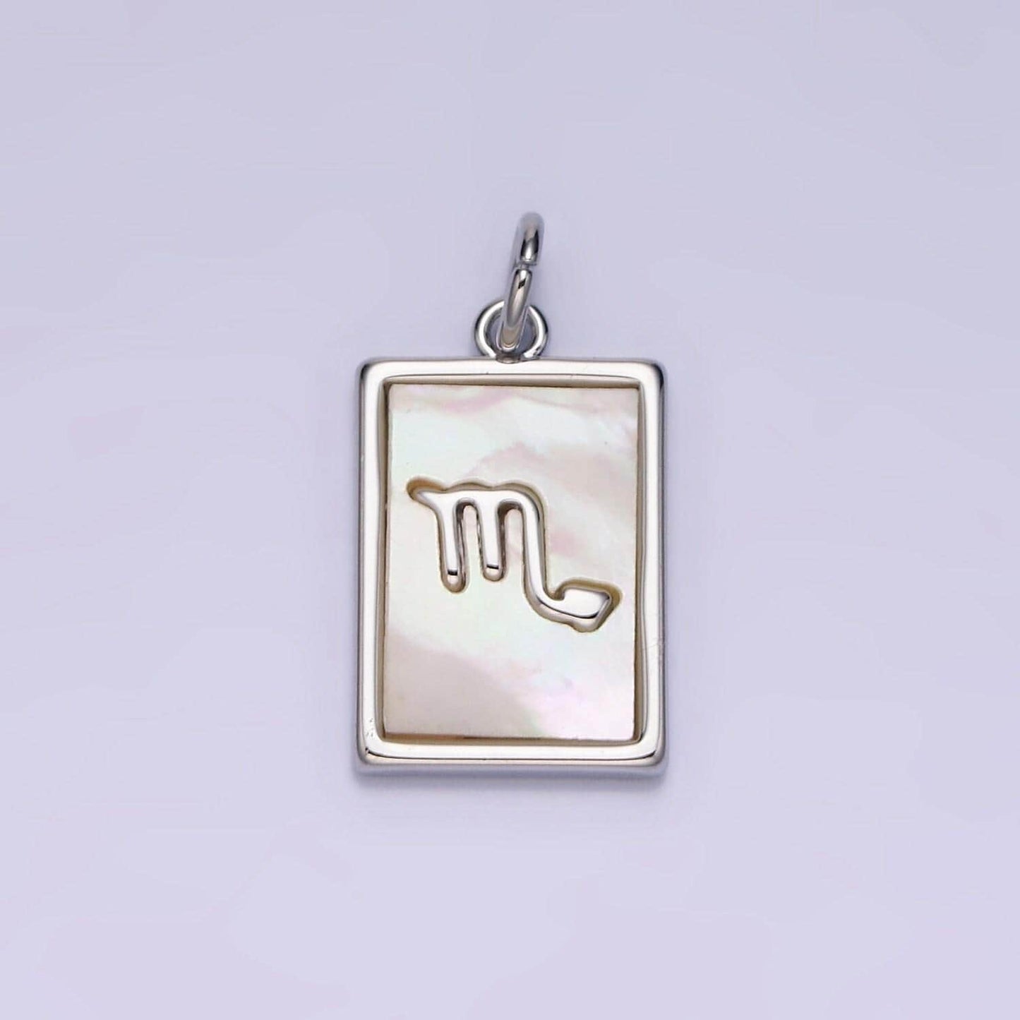Astrology zodiac symbol charms in silver square tag pearl pendant for personalized jewelry making supply a1259