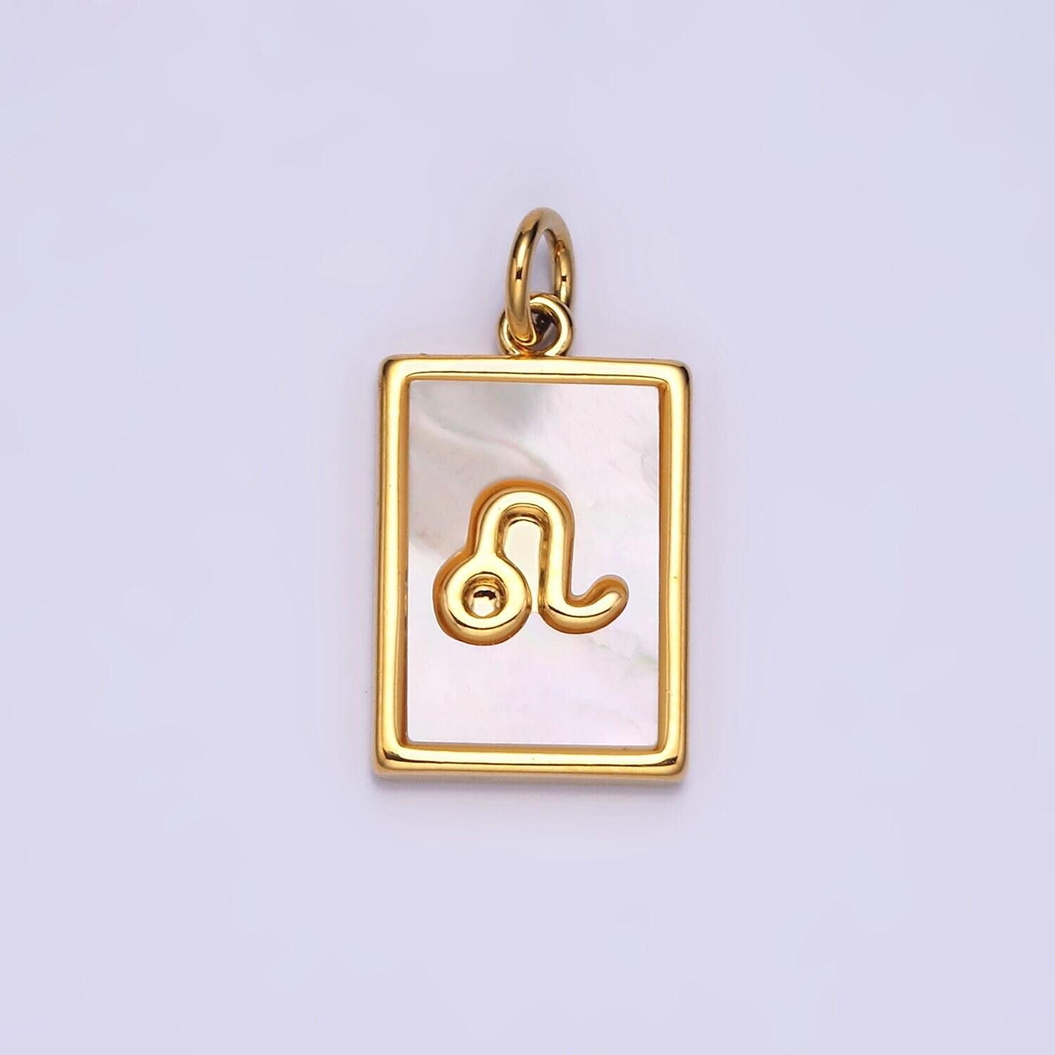 Zodiac sign charm necklace 14k gold filled mother pearl tag square pendant for bracelet gift women daughter personalized a1247