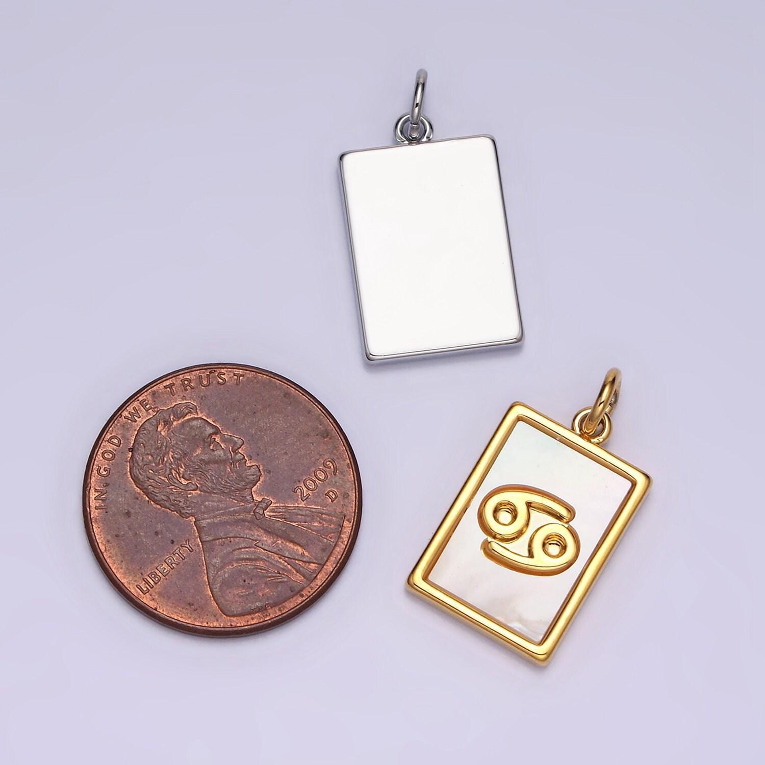 Zodiac sign charm necklace 14k gold filled mother pearl tag square pendant for bracelet gift women daughter personalized a1247