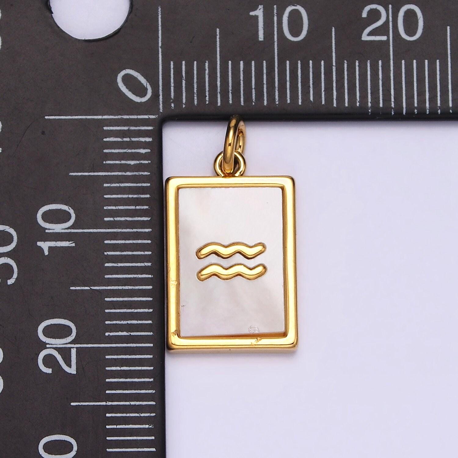 Zodiac sign charm necklace 14k gold filled mother pearl tag square pendant for bracelet gift women daughter personalized a1247