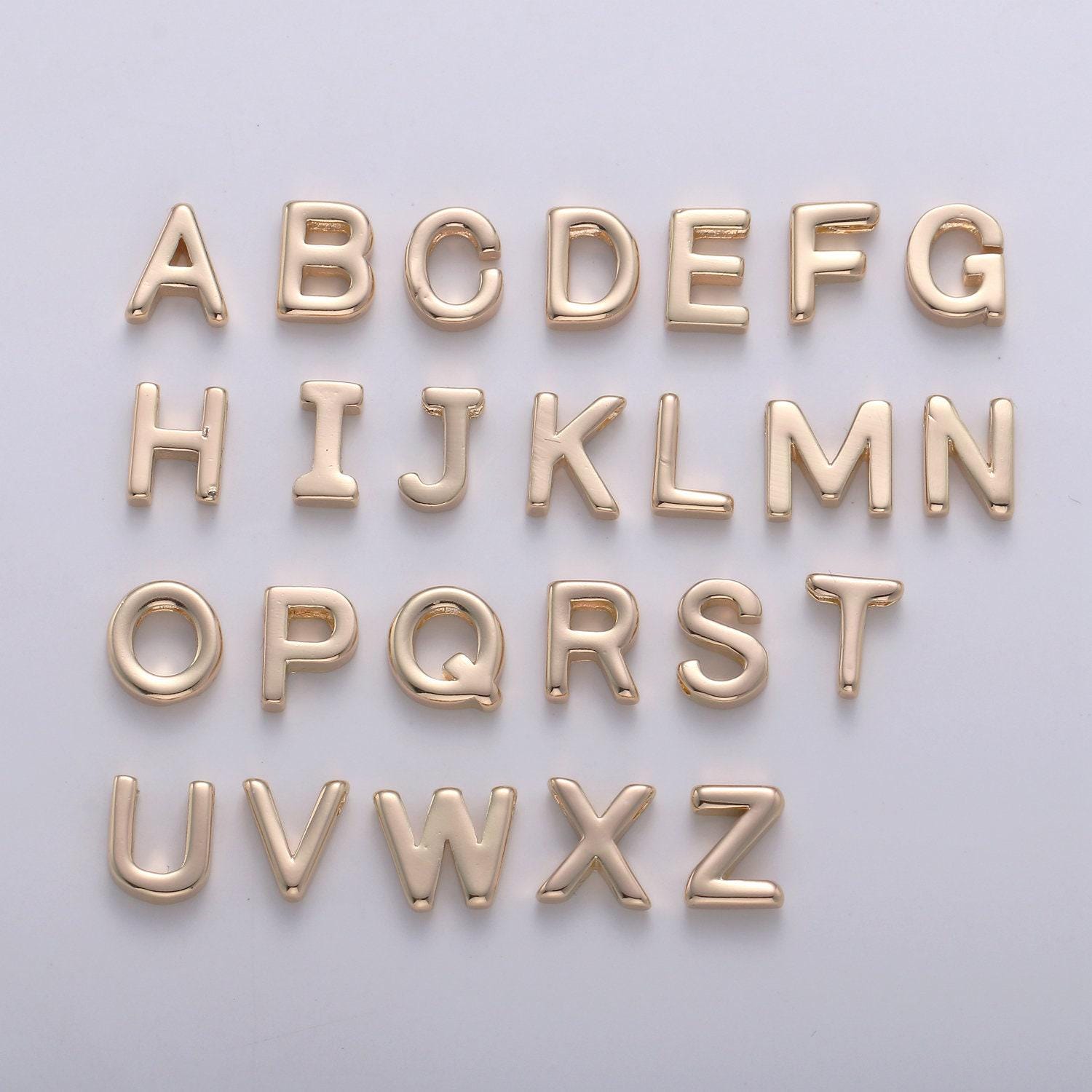 18k gold letter charms, letter beads, initial charms, bracelet charms,mini pendant charms for necklace alphabet beads charm 8x6mm-#7