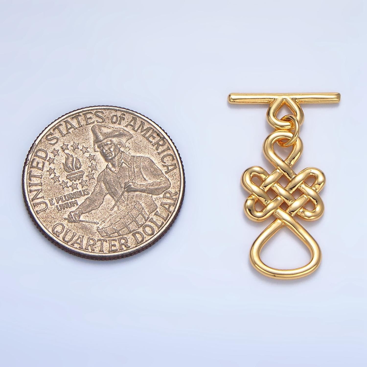 Celtic knot toggle clasp 24k gold filled in gold & silver