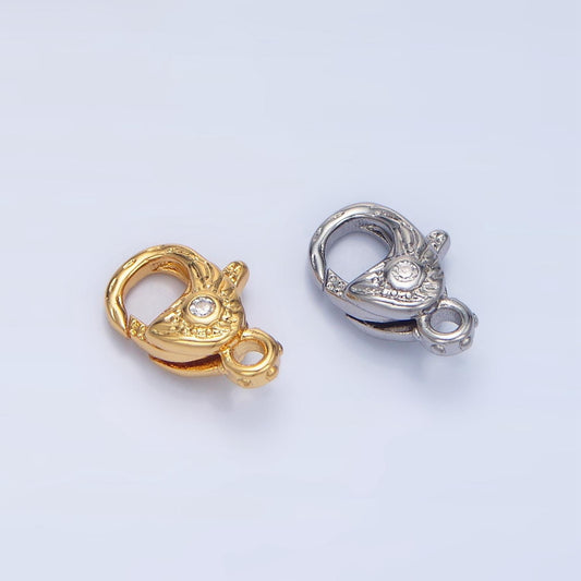 Mini 24k gold filled artisan rustic lobster clasps with clear cz for bracelet necklace jewelry supply in gold silver z965
