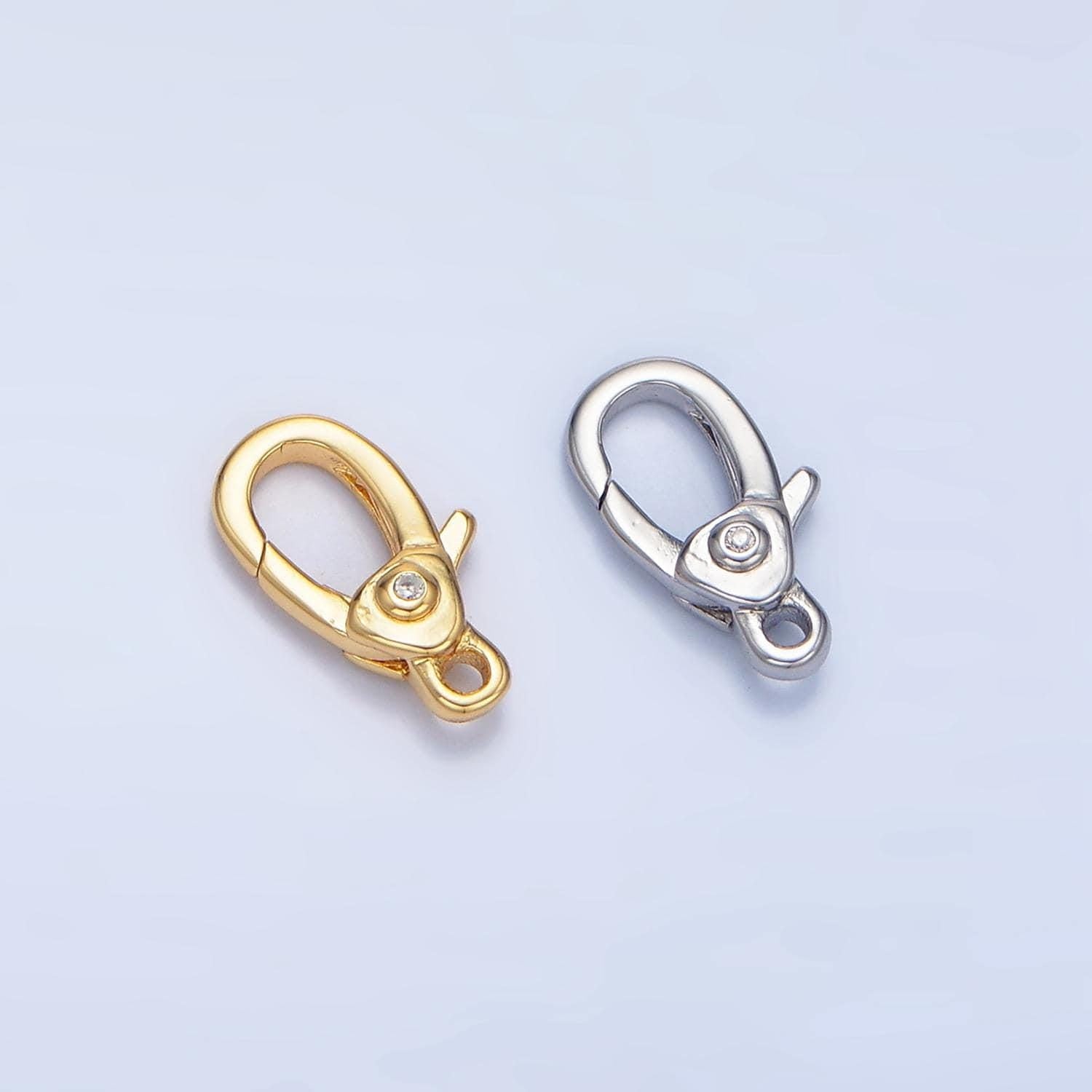 Mini 24k gold filled lobster clasps with clear cz for bracelet necklace jewelry supply in gold silver z963