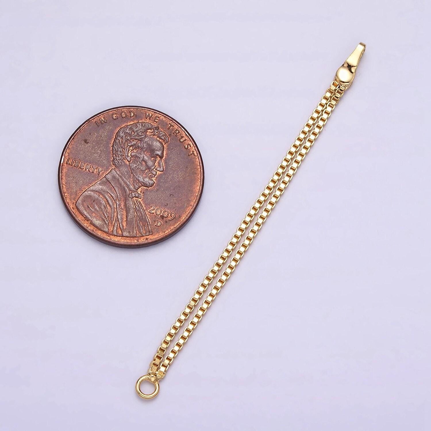 Gold, silver 5mm double box chain open loop linear earring drop jewelry making supply | z933 z934