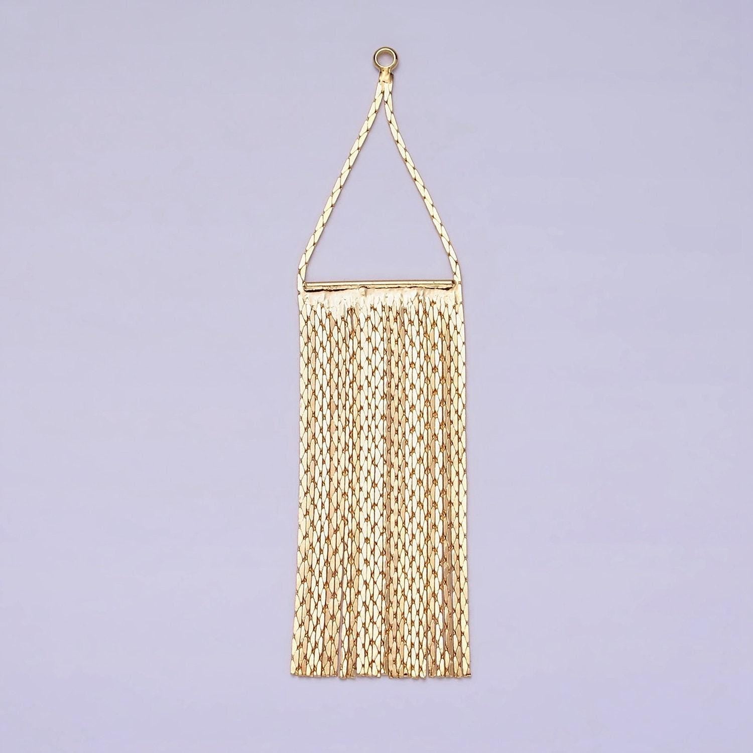 1 piece gold 75mm multiple box chain rectangular tassel charm jewelry making supply | z932