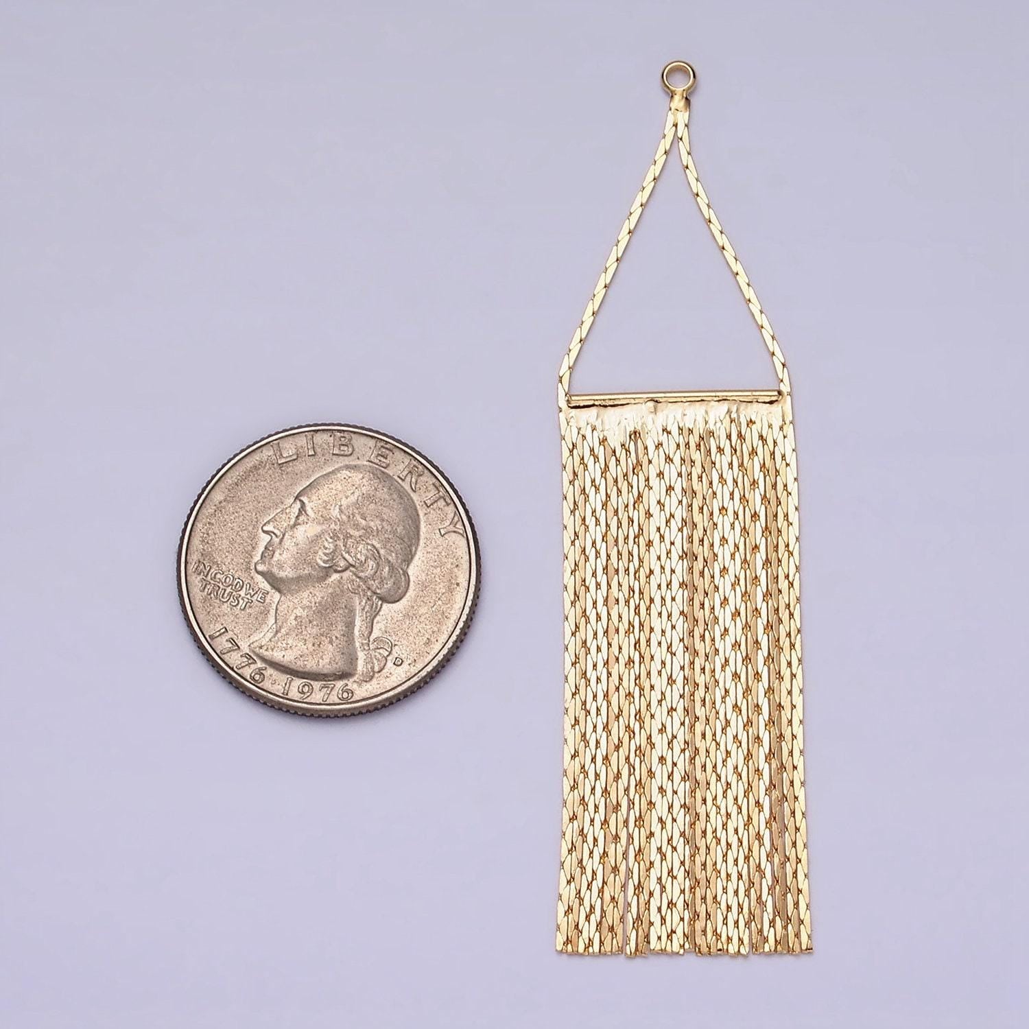 1 piece gold 75mm multiple box chain rectangular tassel charm jewelry making supply | z932