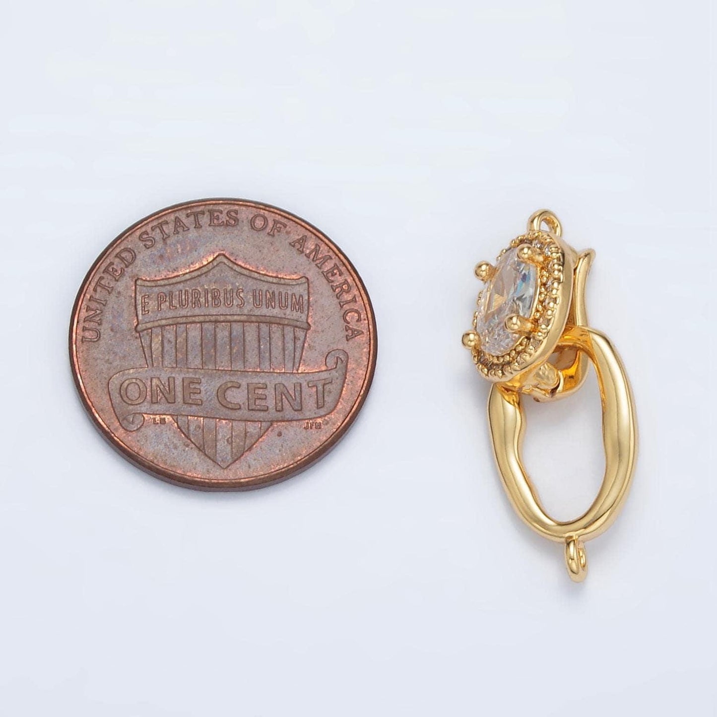Cubic oval removable bail, gold charm enhancer clasp, pendant bail clasp, necklace making oval snap lock z890