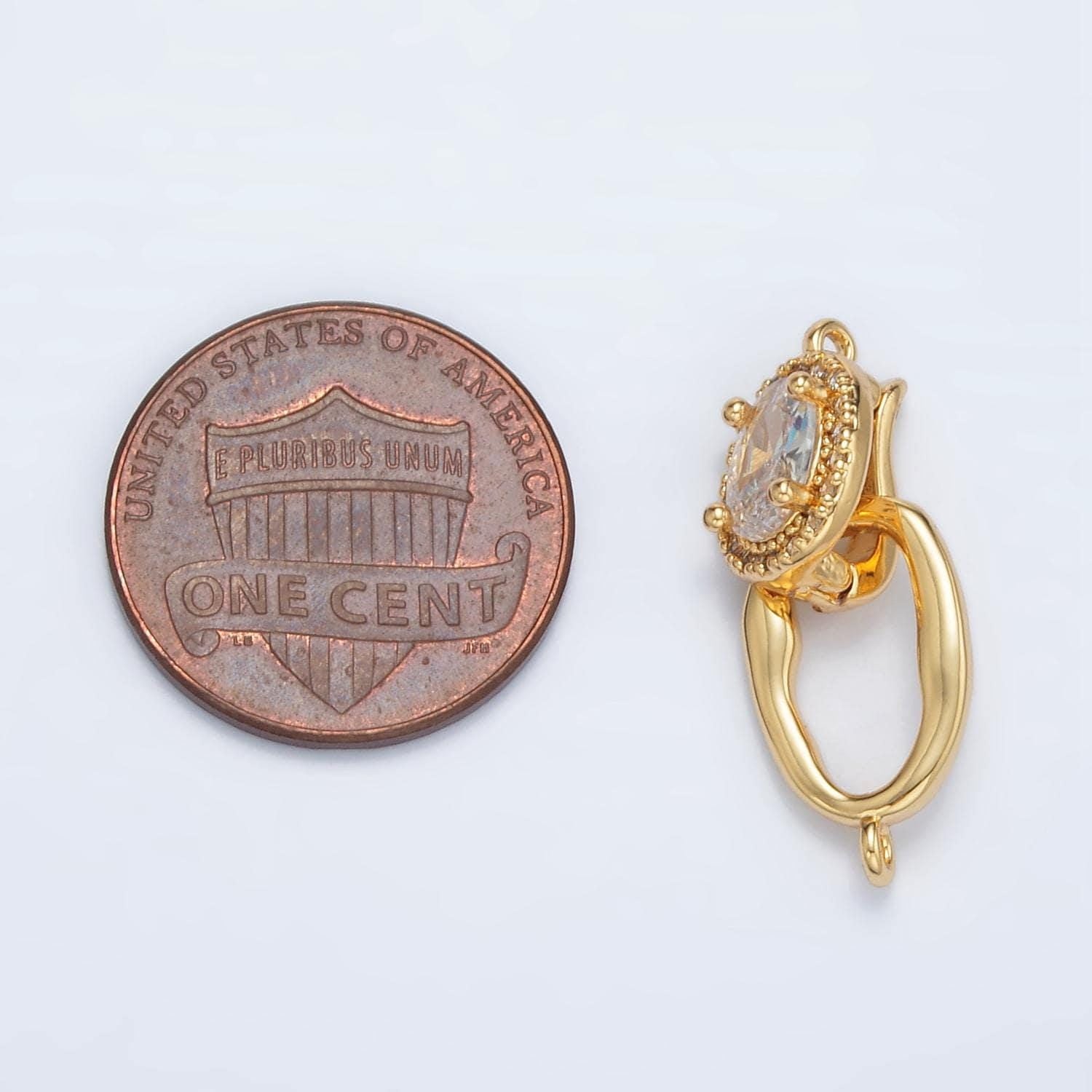 Cubic oval removable bail, gold charm enhancer clasp, pendant bail clasp, necklace making oval snap lock z890