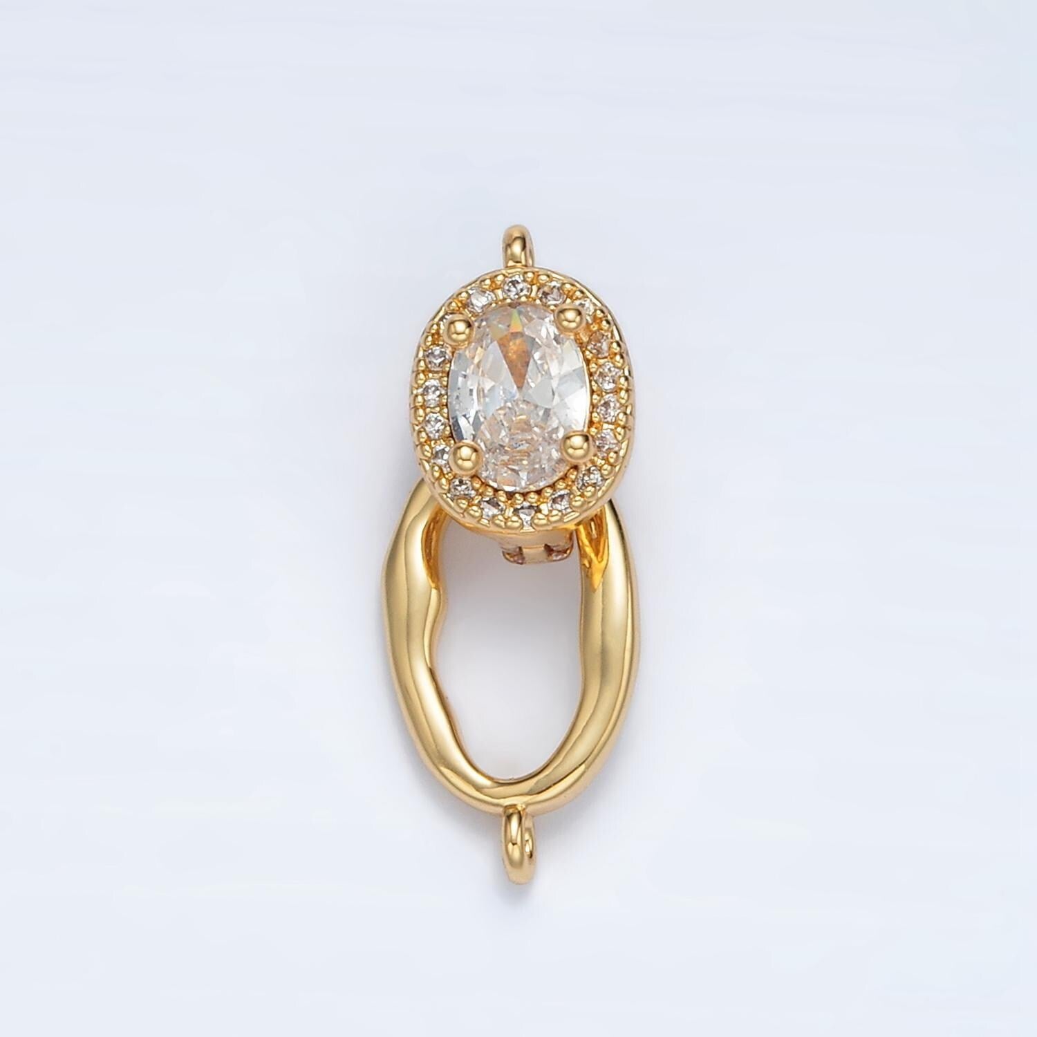 Cubic oval removable bail, gold charm enhancer clasp, pendant bail clasp, necklace making oval snap lock z890