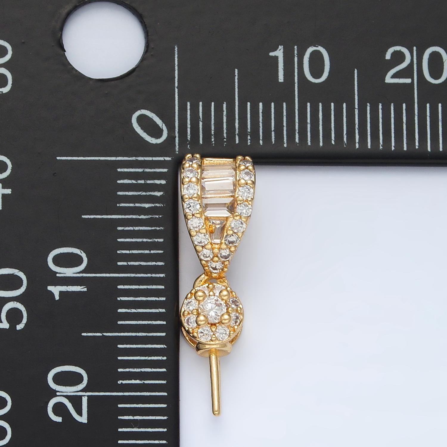 Pendant charm bail cup 14k gold filled cup and peg pendant pinch bail connector peg drop bail for half drilled pearls and bead z889