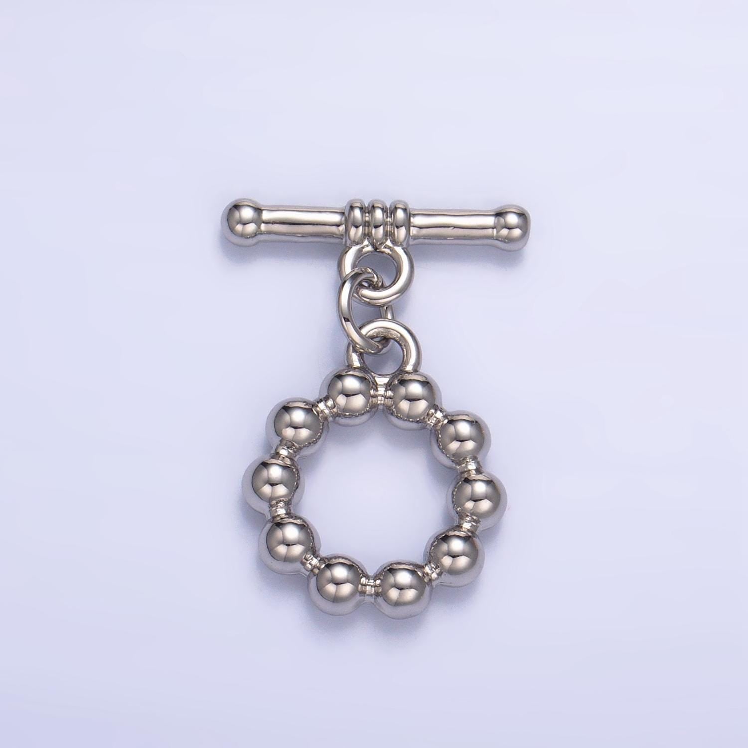 Round beaded bubble 24k gold filled toggle clasps closure supply in gold & silver | z-884
